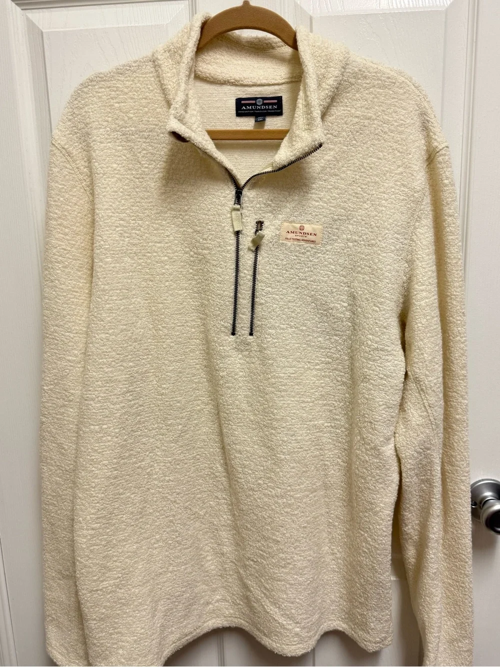 Amundsen Cream Sherpa Quarter Zip Pullover Sweater